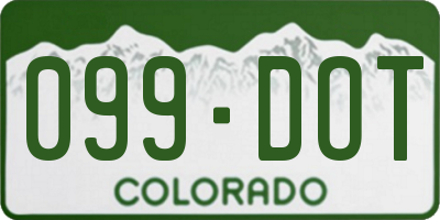 CO license plate 099DOT