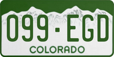 CO license plate 099EGD