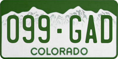 CO license plate 099GAD