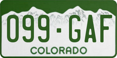 CO license plate 099GAF