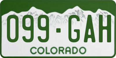 CO license plate 099GAH