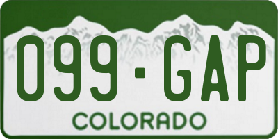 CO license plate 099GAP