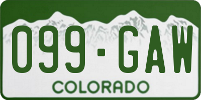 CO license plate 099GAW