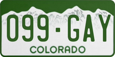 CO license plate 099GAY
