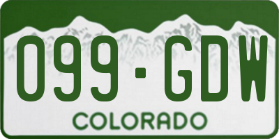 CO license plate 099GDW