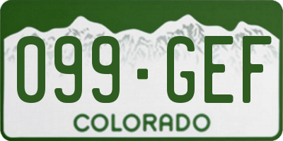 CO license plate 099GEF