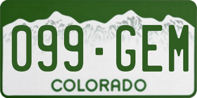 CO license plate 099GEM