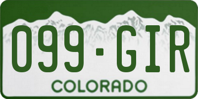 CO license plate 099GIR