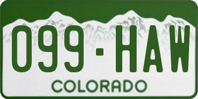 CO license plate 099HAW