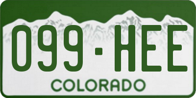 CO license plate 099HEE