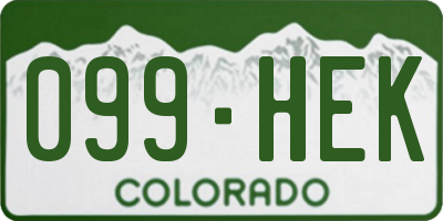 CO license plate 099HEK