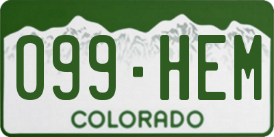 CO license plate 099HEM