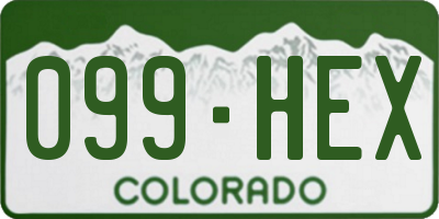 CO license plate 099HEX