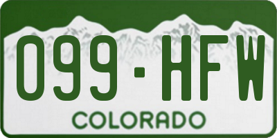 CO license plate 099HFW