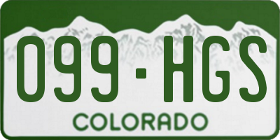 CO license plate 099HGS