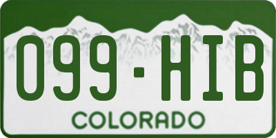 CO license plate 099HIB
