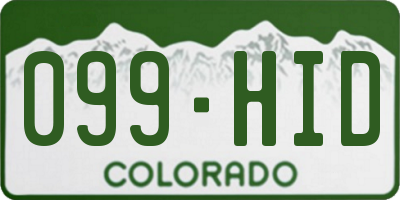 CO license plate 099HID