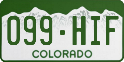CO license plate 099HIF