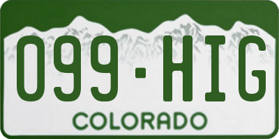 CO license plate 099HIG