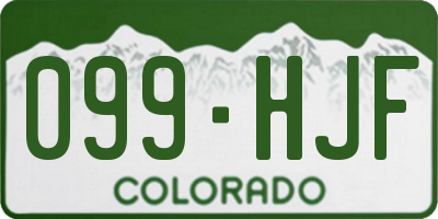 CO license plate 099HJF
