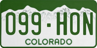 CO license plate 099HON