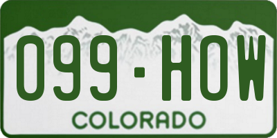 CO license plate 099HOW