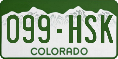 CO license plate 099HSK
