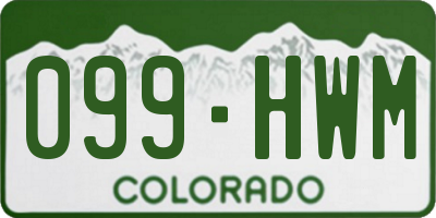 CO license plate 099HWM