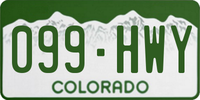 CO license plate 099HWY