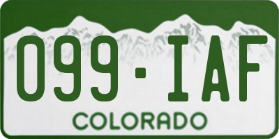 CO license plate 099IAF