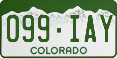 CO license plate 099IAY
