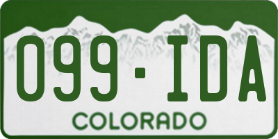 CO license plate 099IDA