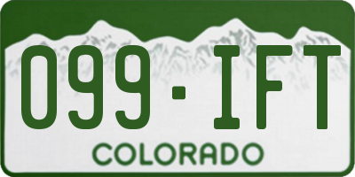 CO license plate 099IFT