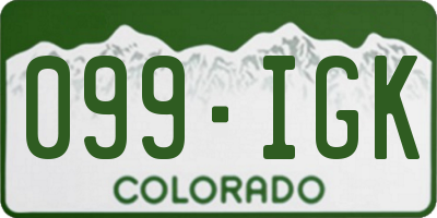 CO license plate 099IGK