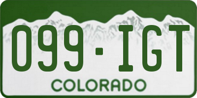 CO license plate 099IGT