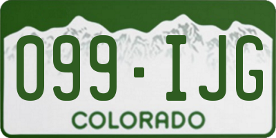 CO license plate 099IJG