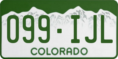 CO license plate 099IJL
