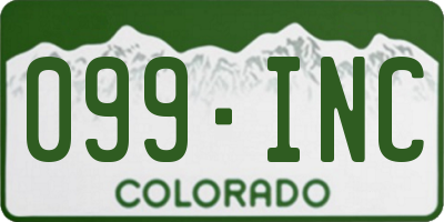 CO license plate 099INC