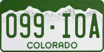 CO license plate 099IOA