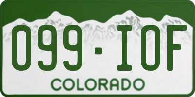 CO license plate 099IOF