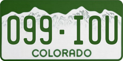 CO license plate 099IOU