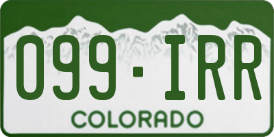 CO license plate 099IRR
