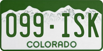 CO license plate 099ISK