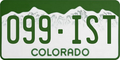 CO license plate 099IST