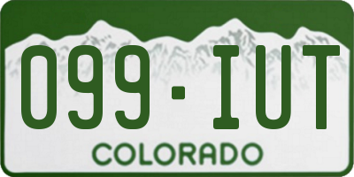 CO license plate 099IUT