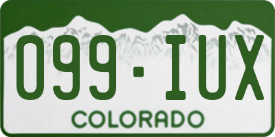 CO license plate 099IUX