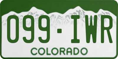 CO license plate 099IWR