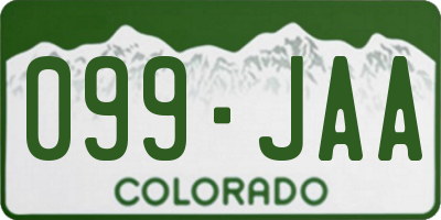 CO license plate 099JAA