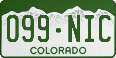 CO license plate 099NIC