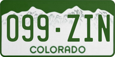 CO license plate 099ZIN